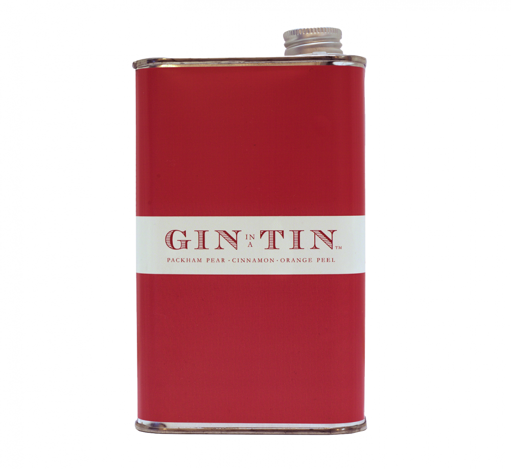 Gin In A Tin - Blend No.14 - packham pear, cinnamon and orange peel gin in a red tin