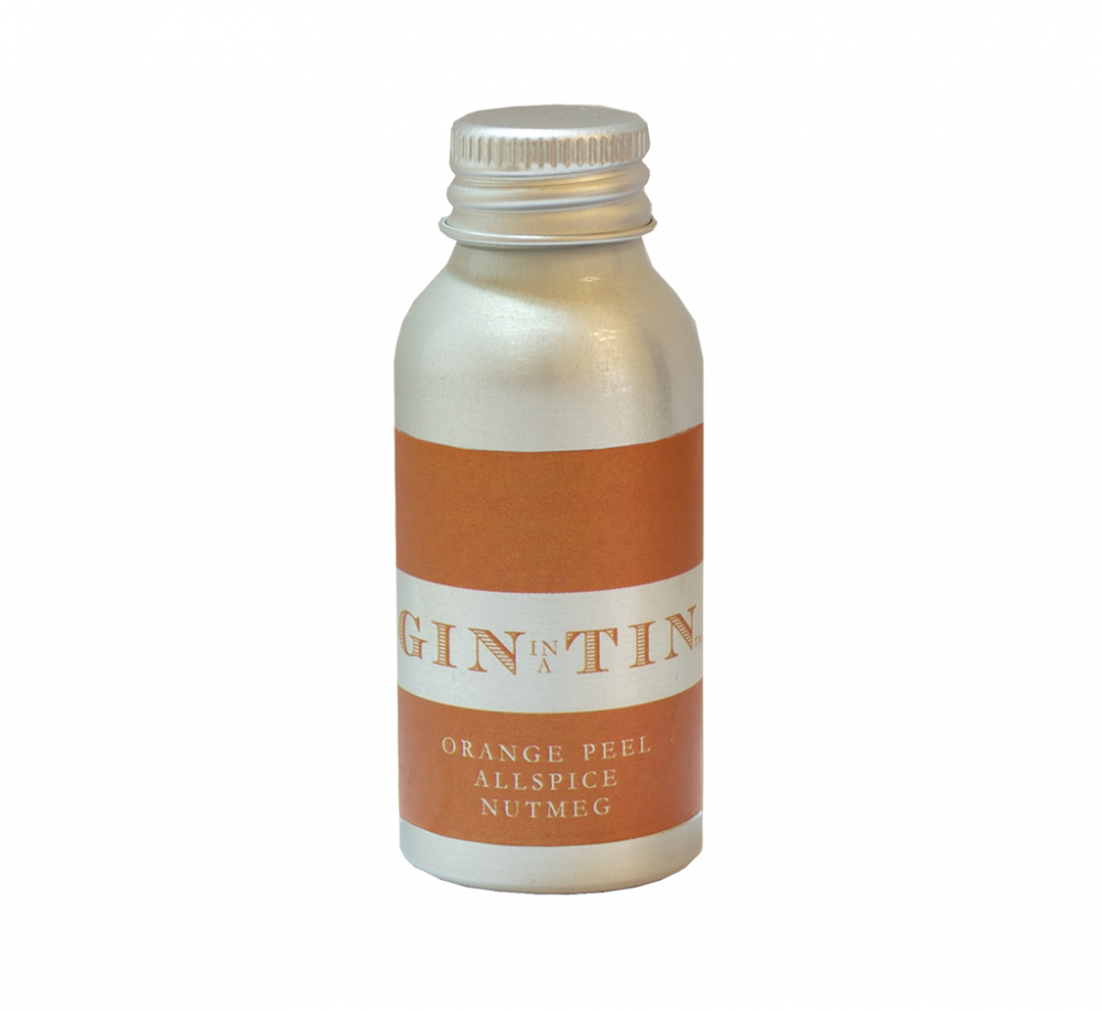 GIN IN A TIN 35ml TIN - NO.1 - orange peel. allspice and nutmeg gin in a mini orange tin