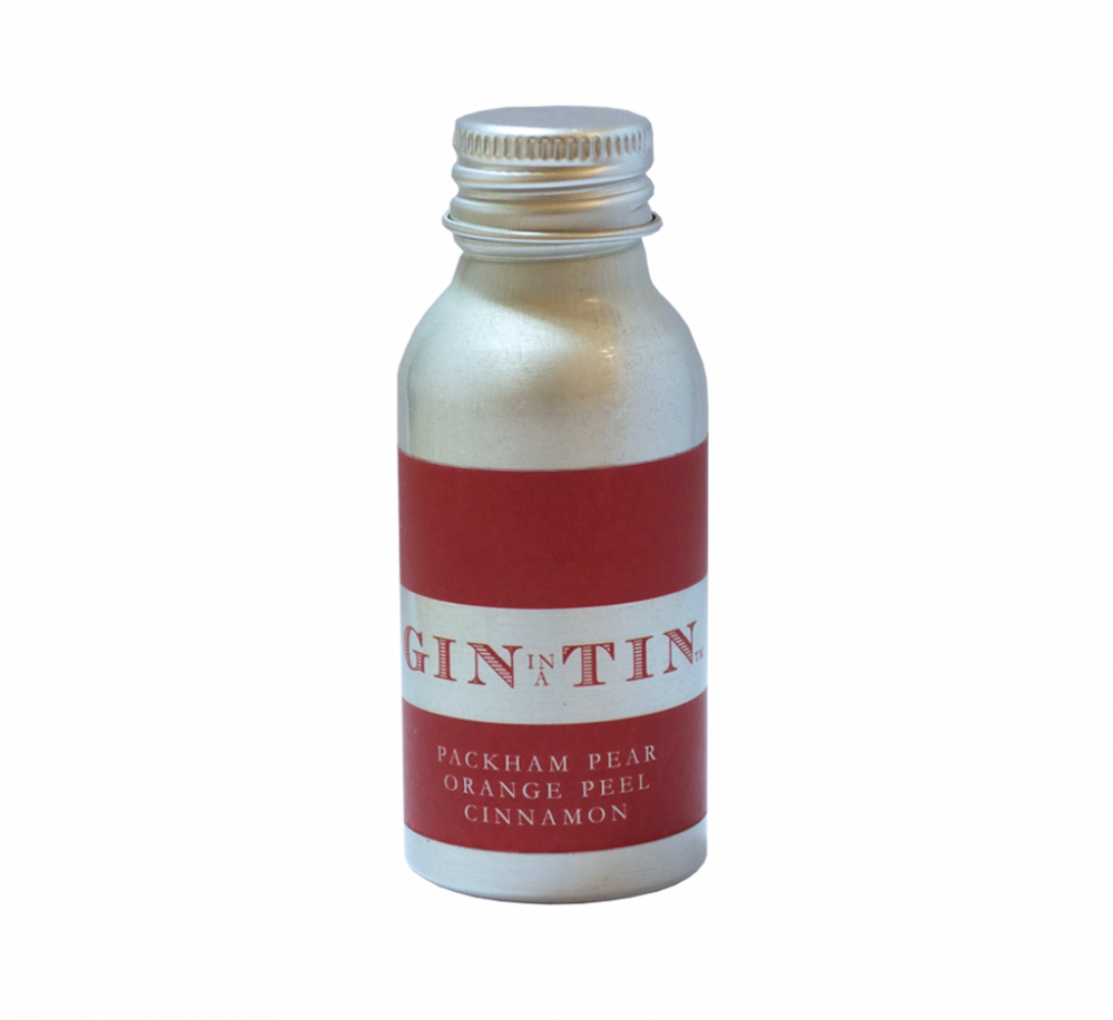 GIN IN A TIN 35ml TIN - NO.14 packham pear, orange peel and cinnamon gin in a mini tin