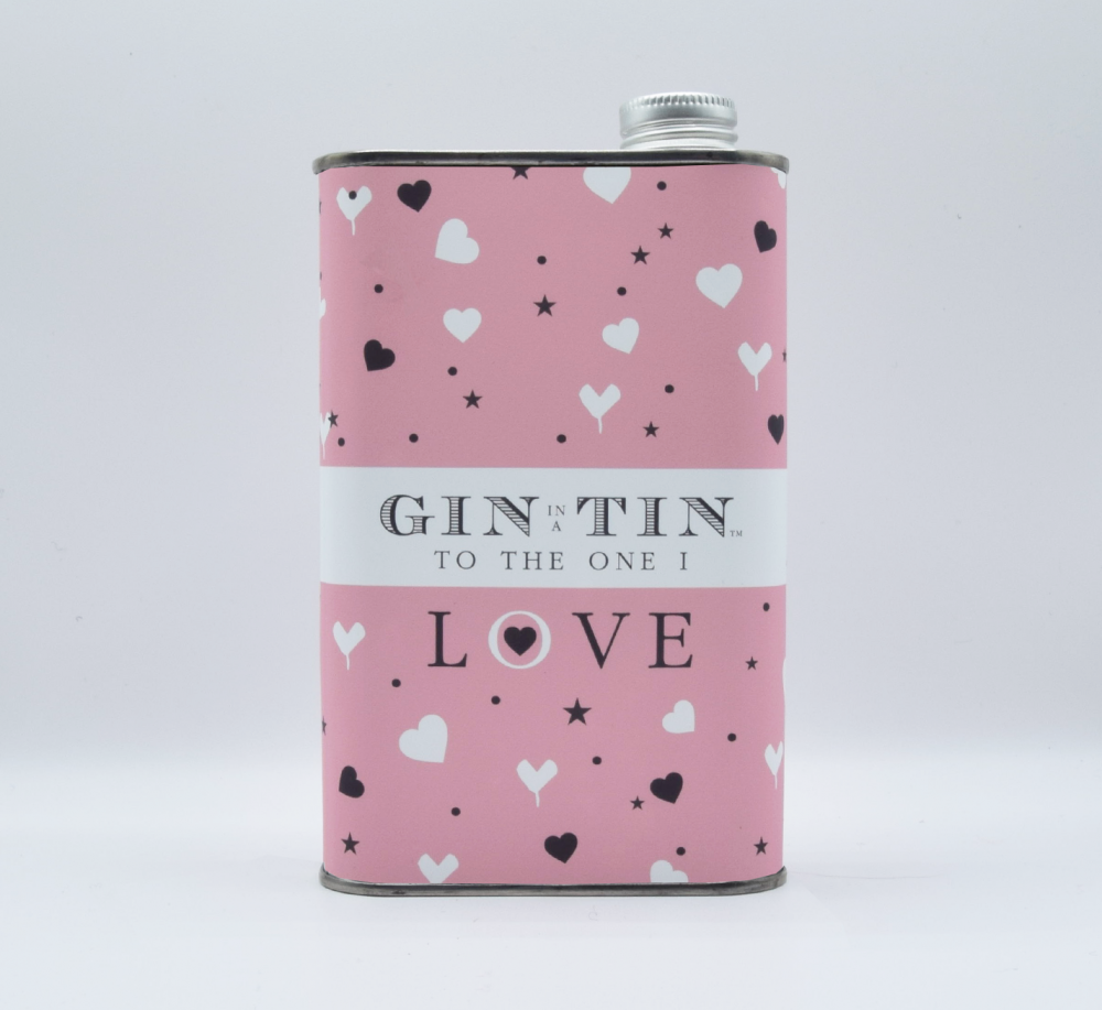 Gin In A Tin 50cl Tin- Love Collection - Pink Hearts style tin of gin