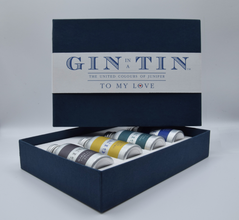 Gin In A Tin - Gift Set of Four Gins - Love Collection - Blue