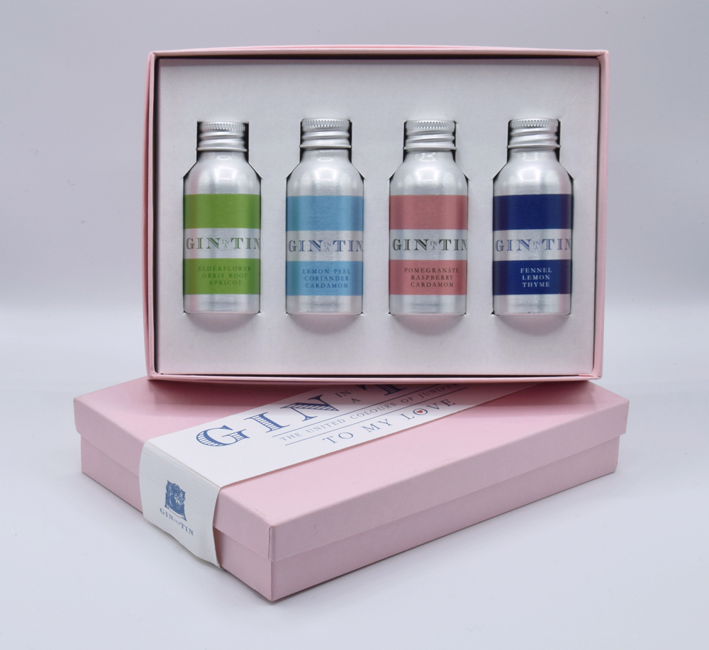Gin In A Tin - Gift Set of Four Gins - Love Collection - Pink