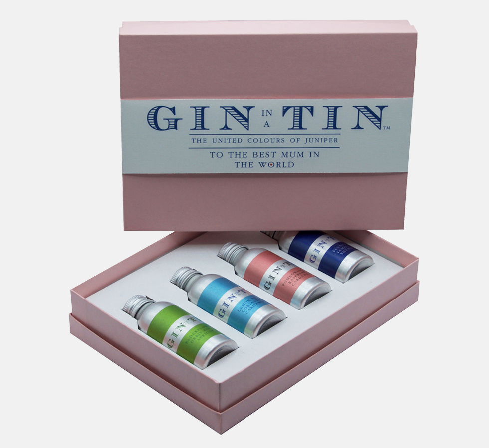 Gin In A Tin - pink Box Set of Four miniature gins - To The Best Mum In The World