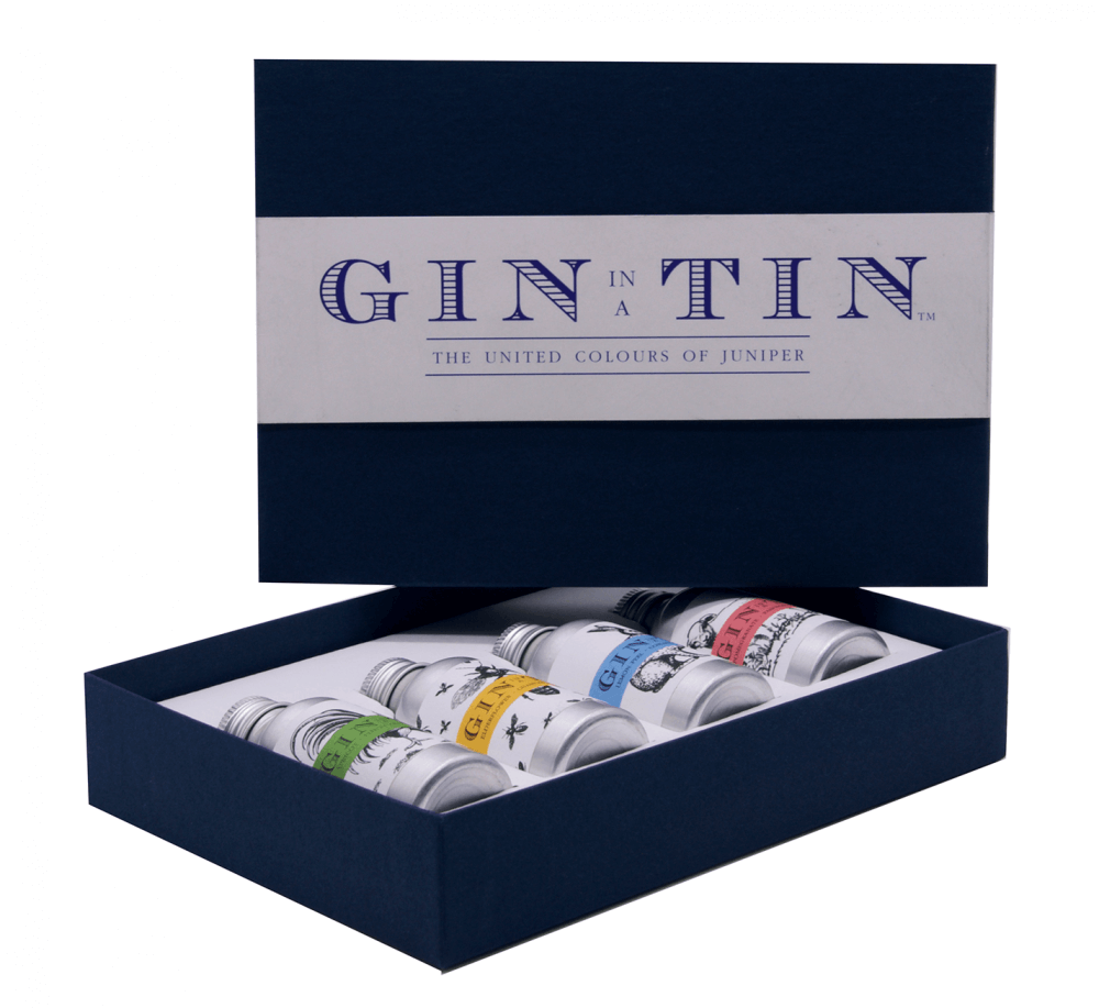 Gin In A Tin - Animal Set of miniature gins in a Blue Box