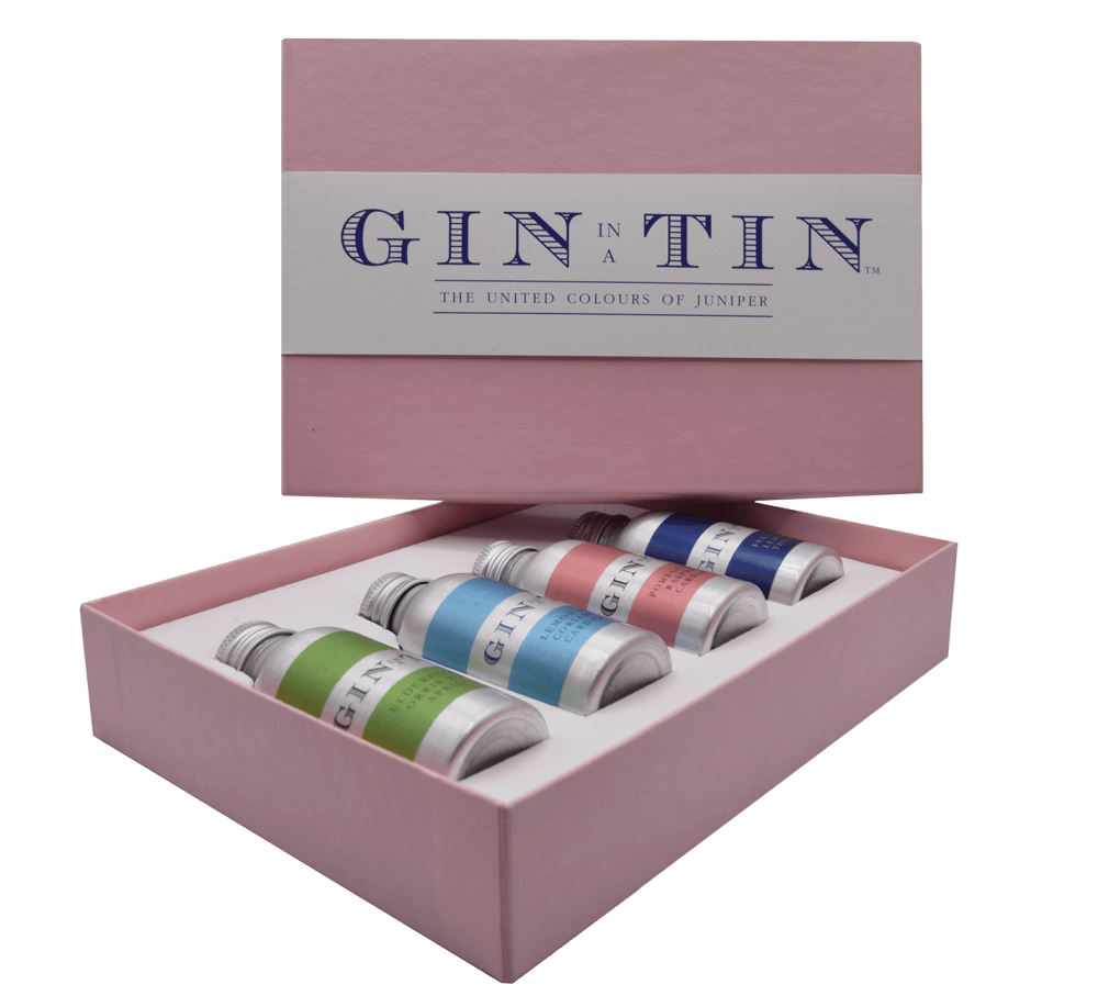 Gin In A Tin - Gift Set of Four London Dry Gins - Pink Box